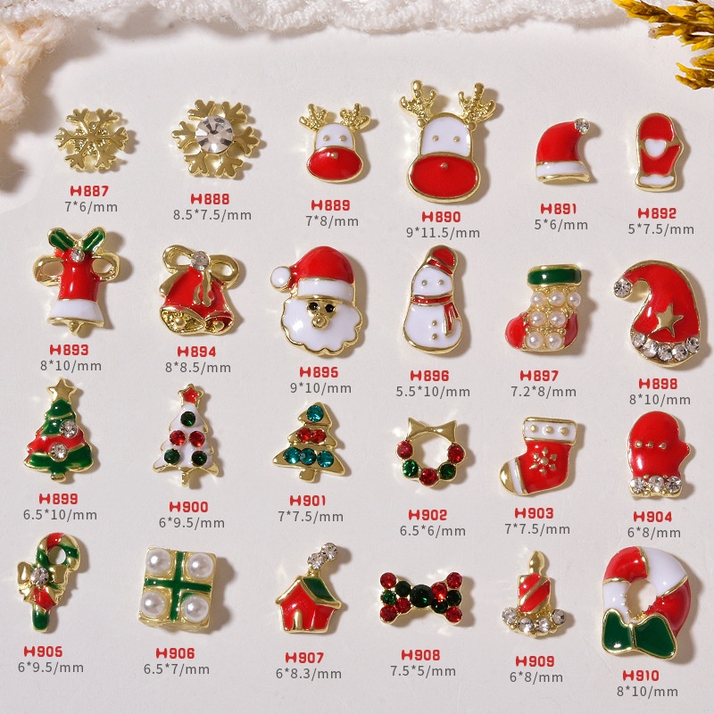 Set 3 Charm Giáng Sinh Noel Trang Trí Móng Nail, Nhiều Mẫu Cây Thông, Hộp Quà, Hoa Tuyết, Hươu