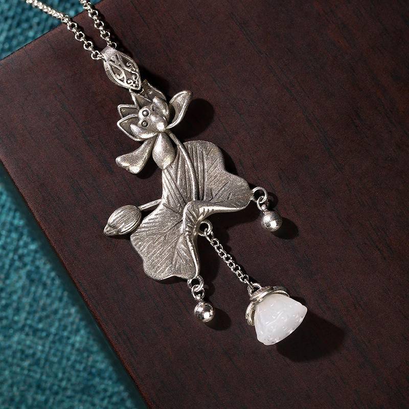 Dây Chuyền Mặt Hình Hoa Sen Phong Cách Trung Hoa Cổ Điển Thời Trang 770#