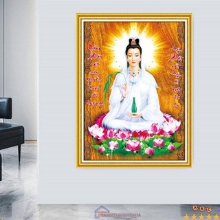 Tranh đính đá VS093 (75cm x 57cm) - tranh thêu chữ thập quan thế âm bồ tát 88816 (40cm x 51cm)
