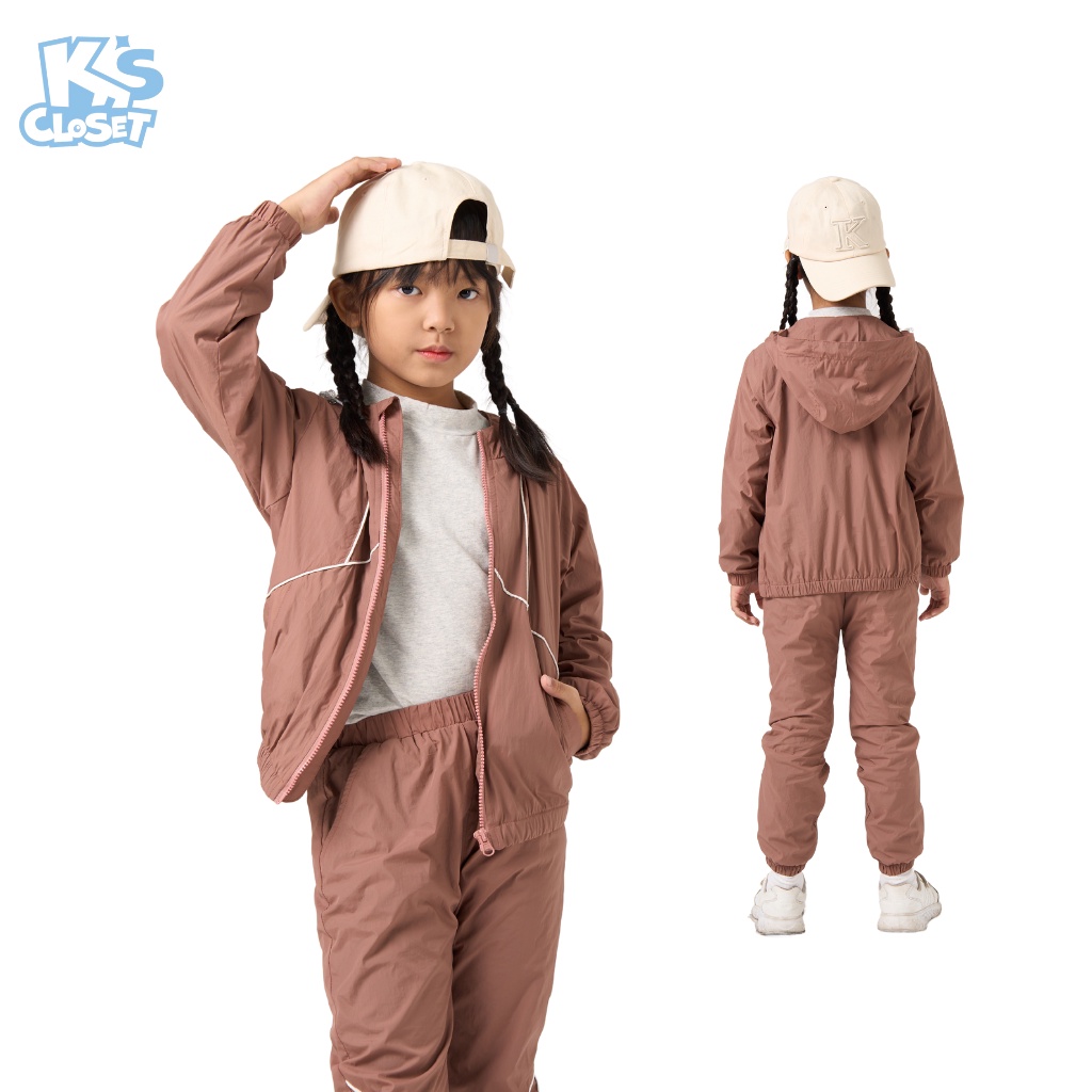 Bộ quần áo gió trẻ em K'S CLOSET kiểu dáng năng động, thể thao có mũ KT327ONF / E137TWF/KT174TWF