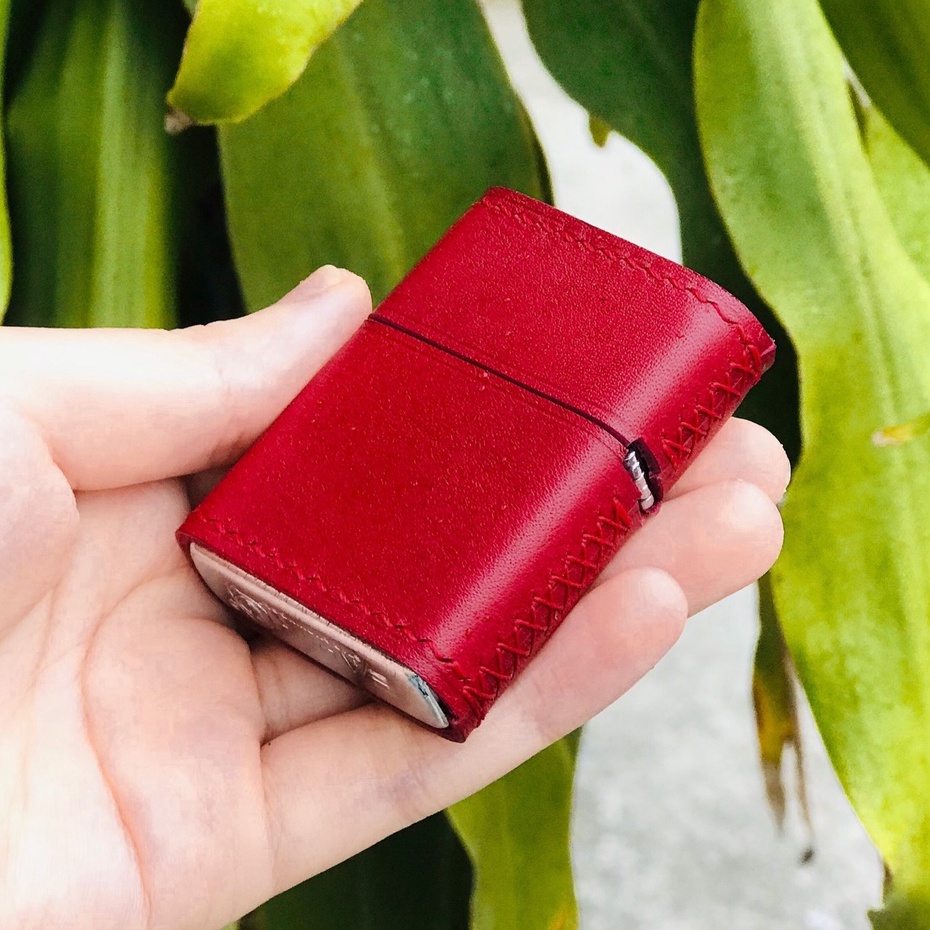 Bao Da Bật lửa zippo handmade, khâu tay, da bò, đồ da thủ công làm theo yêu cầu