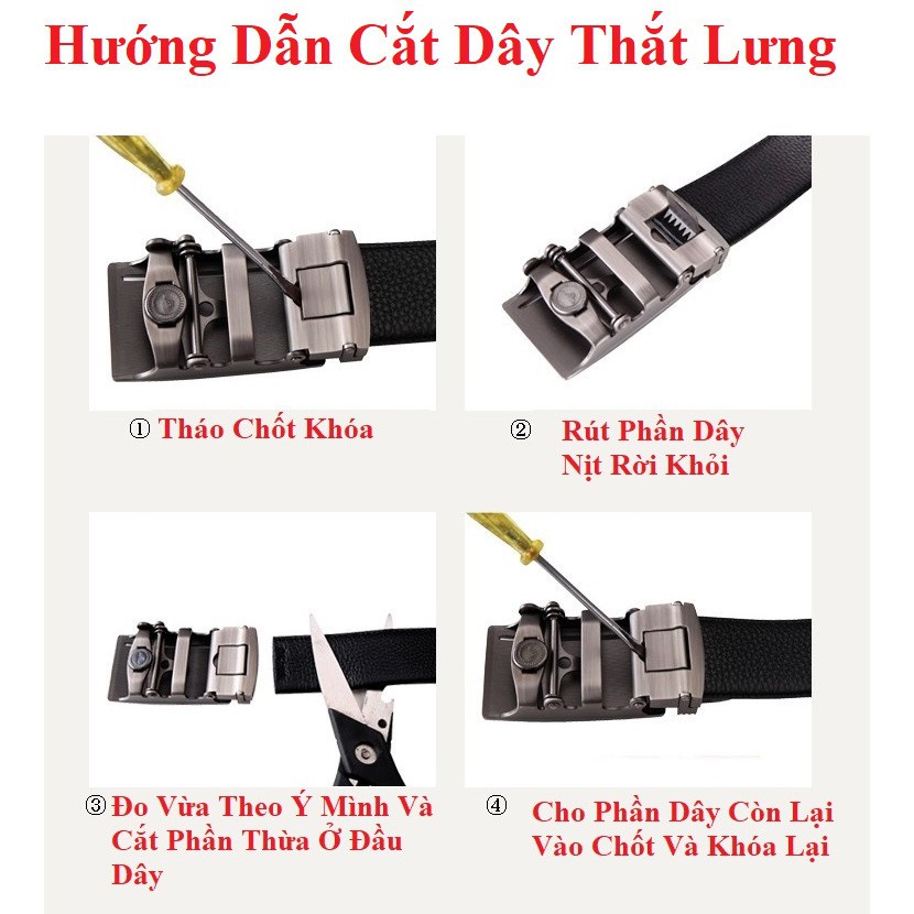Thắt Lưng Nam Khóa Tự Động Hợp Kim Đúc Không Rỉ Cao Cấp Khóa, Dây Nịt Thắt Lưng Da Nam
