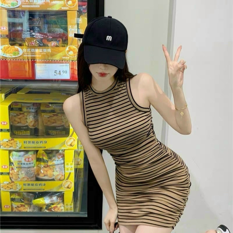 Đầm thun gân sọc cổ lọ ba lỗ body sexy ☘️☘️☘️GB alohashop91