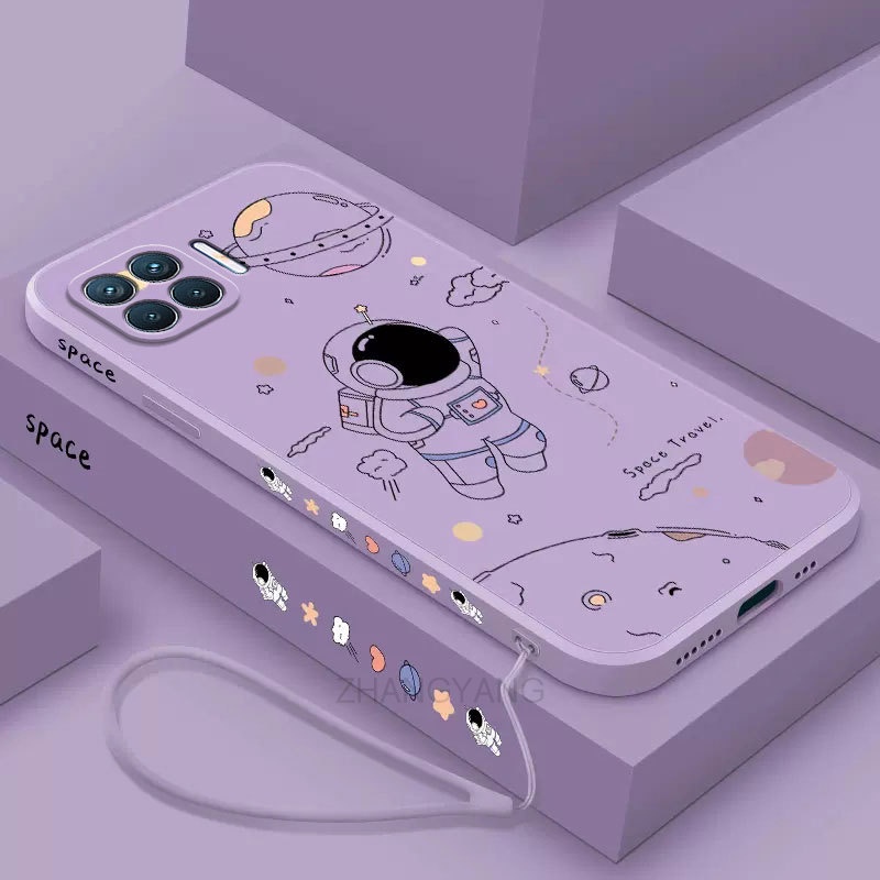 ốp lưng oppo a73 4g oppo a93 4g oppo f17 oppo f17 pro Ốp Điện Thoại Silicone TPU In Hình Phi Hành Gia Kèm Dây Đeo Cho oppo a73 4g oppo a93 4g oppo f17 oppo f17 pro