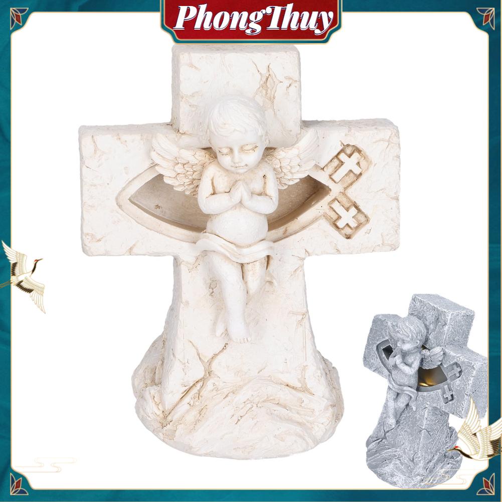 PhongThuy Tượng thiên thần Thiết kế rỗng Ngoại hình dễ thương Thân thiện với môi trường Nhựa Ánh sáng Điêu khắc Chúa giáng sinh để trang trí Quà tặng