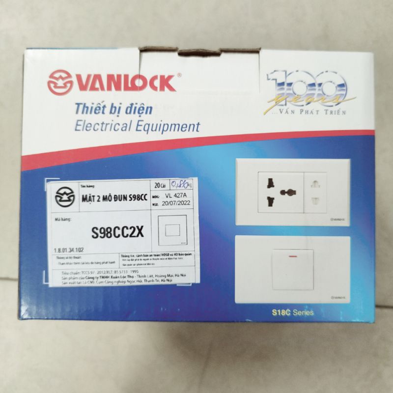 Mặt 2 thiết bị vuông  S98CC2X Sino dòng S98CC