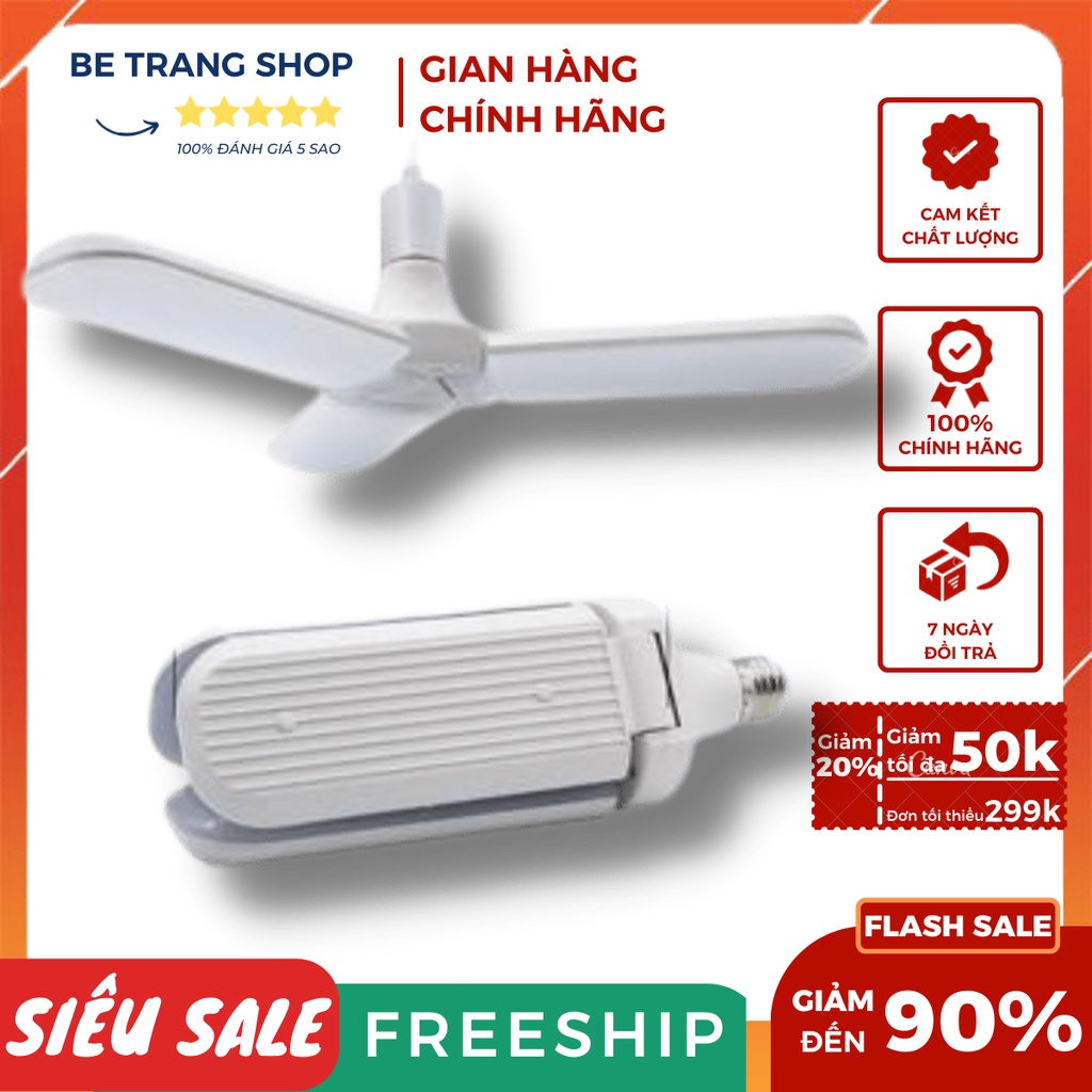 Bóng đèn led hình 3 cánh quạt siêu sáng 45W Sunha - Sử dụng chip led nên đèn phát nhiệt cực thấp,MBS2539
