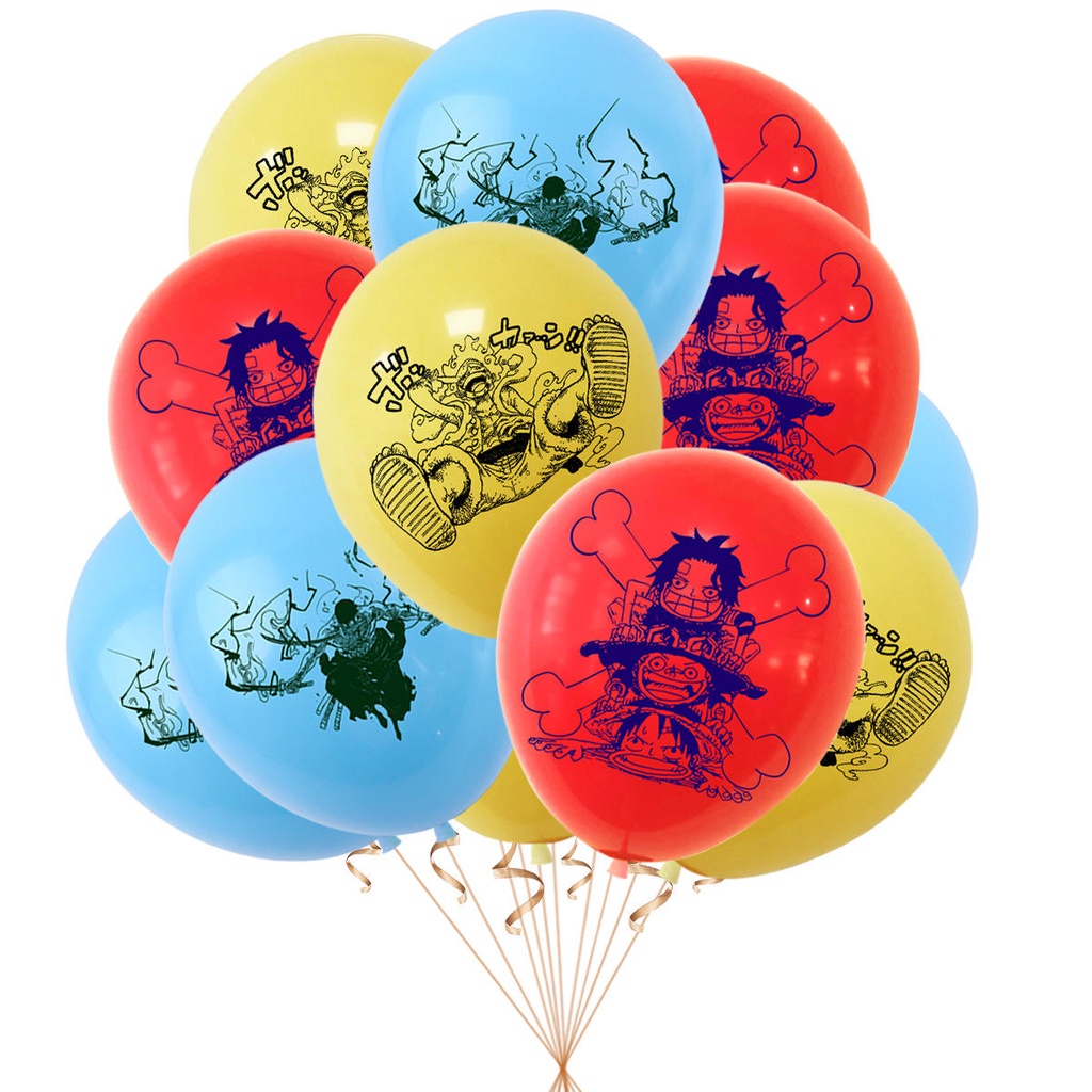 Bộ Bong Bóng Latex In Hình Luffy One Piece Trang Trí Bánh Kem Sinh Nhật