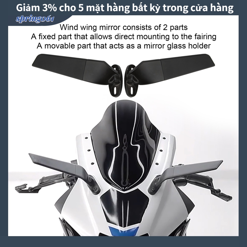 Gương chiếu hậu Xe máy Có thể Điều chỉnh cánh gió Xoay cho Ninja 250 300 H2 H4【Spring061】