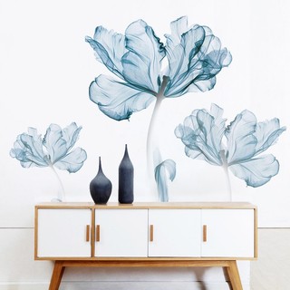Decal dán tường hoa xanh cánh mỏng