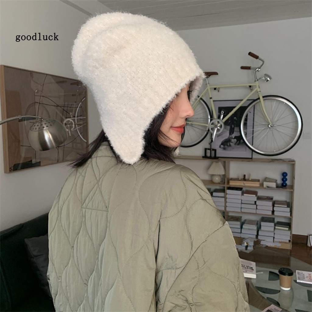 Chúc may mắn| Mũ Len Dệt Kim Màu Trơn Có Thể Gập Lại Cho Nữ