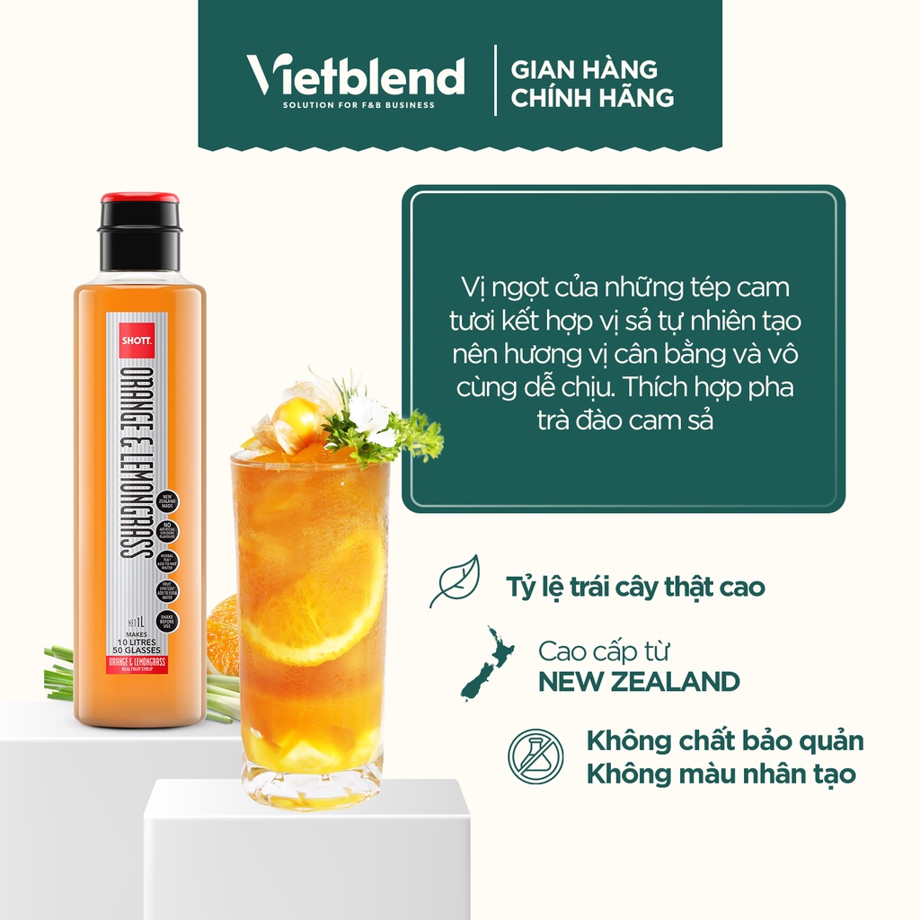 Syrup SHOTT vị Cam Sả chai 1L