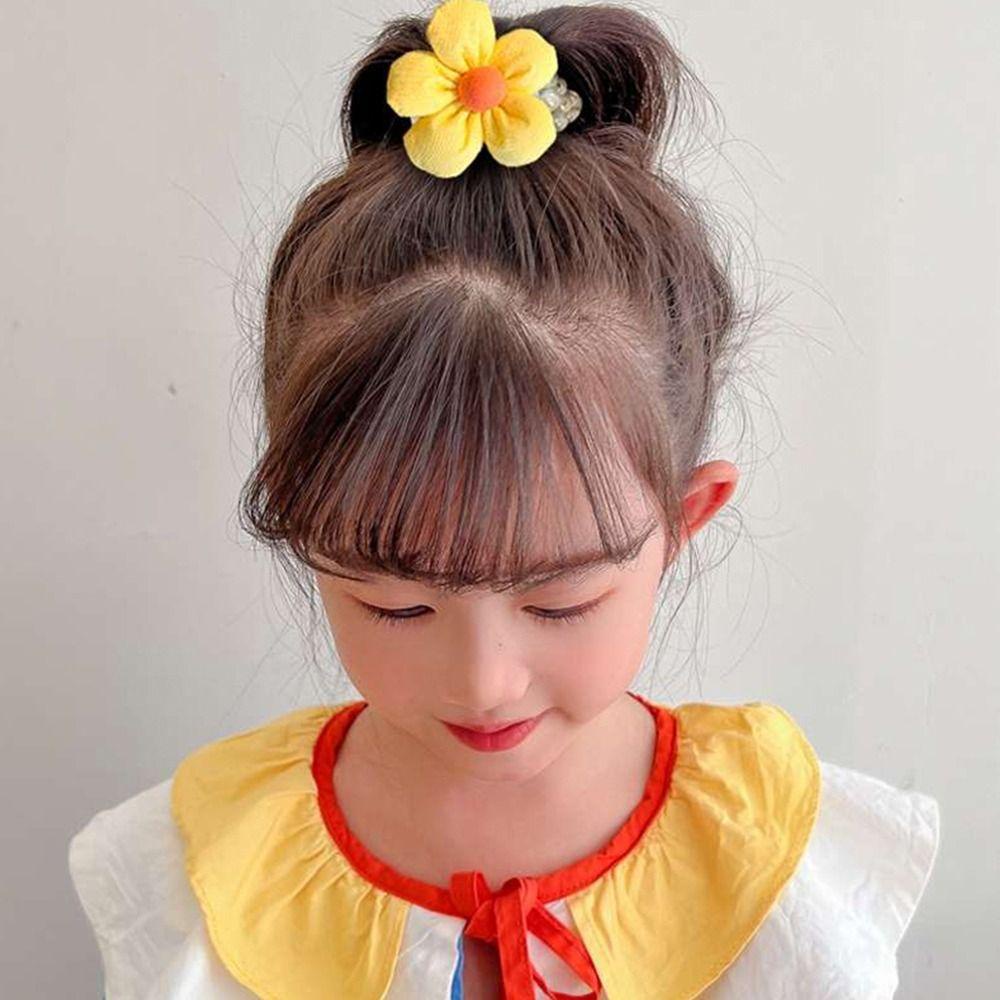 Dây Cột Tóc Đuôi Ngựa Co Giãn Đính Bóng Lông Nhỏ Đáng Yêu Cho Bé Gái