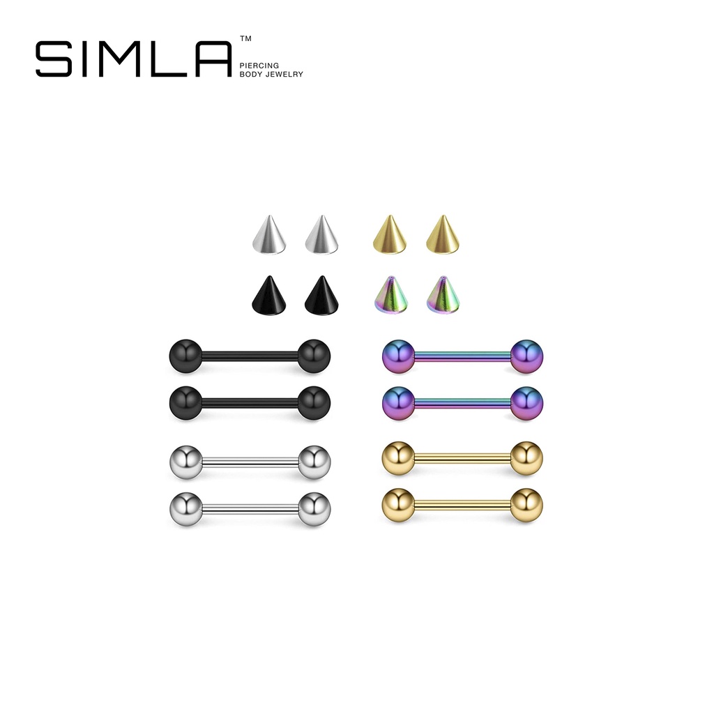 Khuyên thân thẳng basic thân 16G bi tròn trơn/ chóp nhọn thép không gỉ Simla ( Giá 1 chiếc ) - Simla Body Jewelry