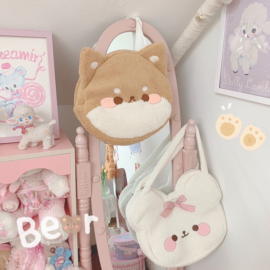 Ba Lô Bông Hình Chú Chó Shiba Inu Phong Cách Lolita Nhật Bản Đáng Yêu Kích Thước 46.6cm 40 X 35