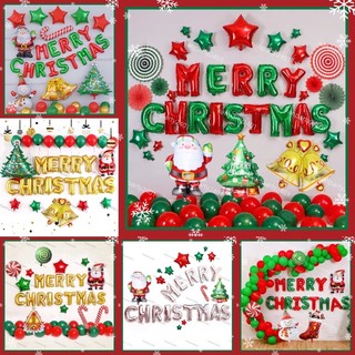 (TẶNG BƠM + KEO) Set bóng trang trí Giáng Sinh, Merry Christmas, Noel