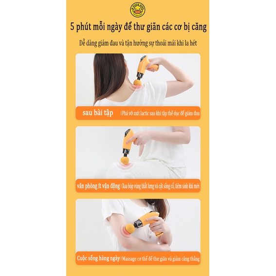 Súng massage G.DUCK, Súng Fascia mini, 4 đầu 12 chế độ rung, Máy mát xa cầm tay cao cấp - Giảm căng cơ và giảm mỏi vai