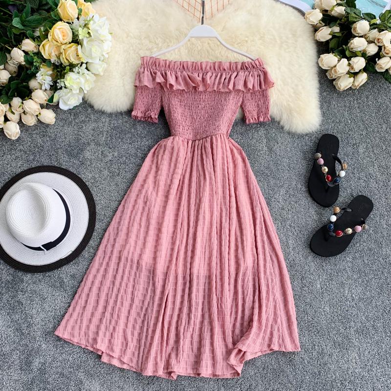 Đầm Midi Chiffon Hở Vai Eo Cao Màu Trơn Đơn Giản Phong Cách Hàn Quốc Cho Nữ#Đầm maxi Màu Tím Xinh Xắn Thời Trang Cho Nữ