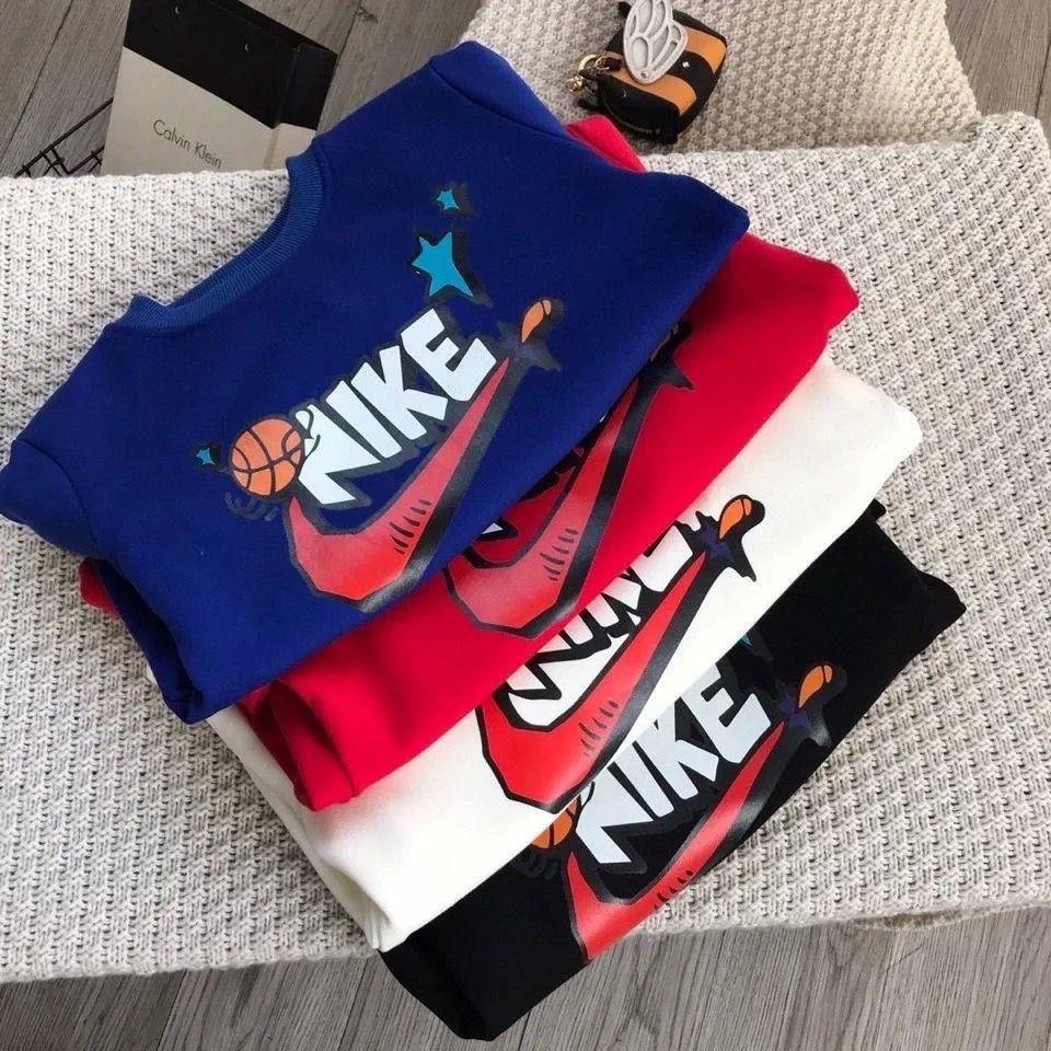 Set Đồ Thể Thao Nike Tay Dài Lót Lông Cừu Thời Trang Thu Đông Cao Cấp Cho Bé