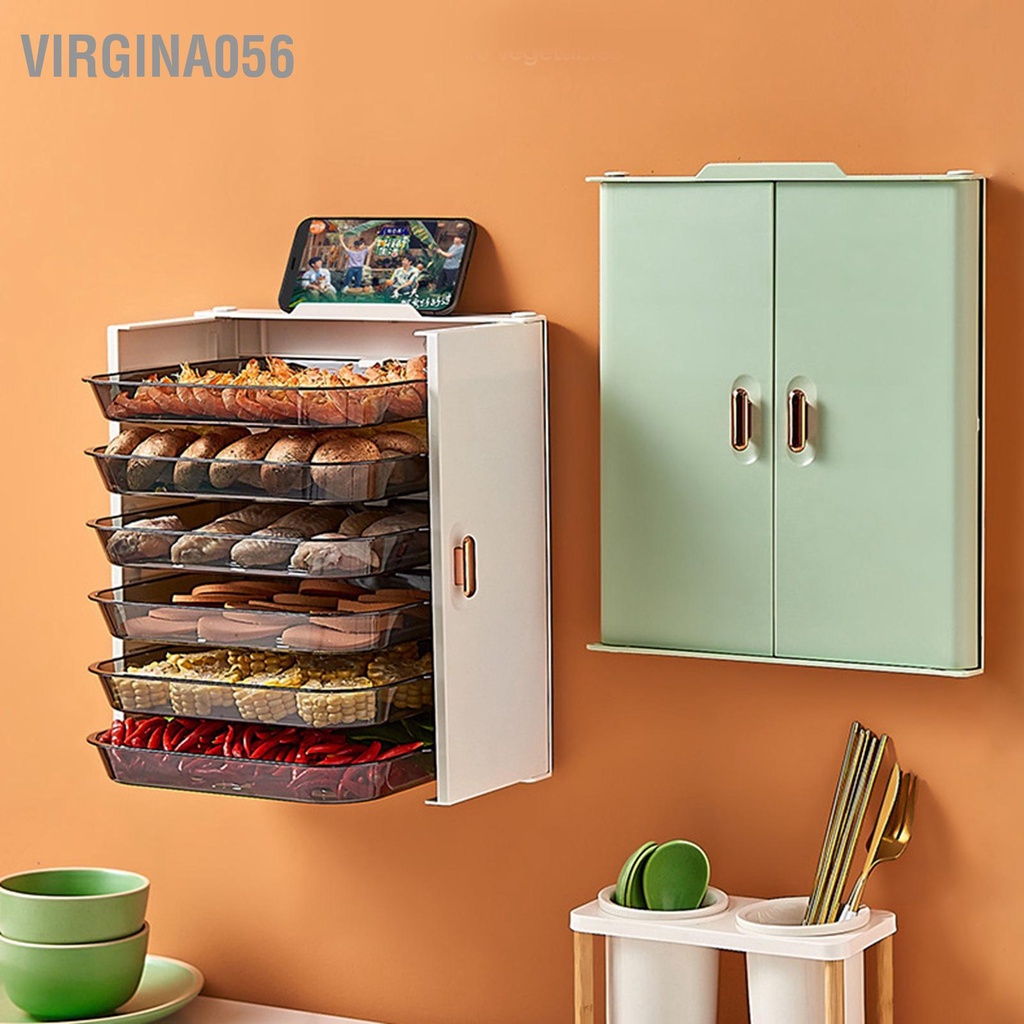 Virgina056 Các món ăn bên bếp Punch miễn phí PET có thể gập lại 6 lớp Giá treo tường Tổ chức đĩa nấu Kệ lưu trữ