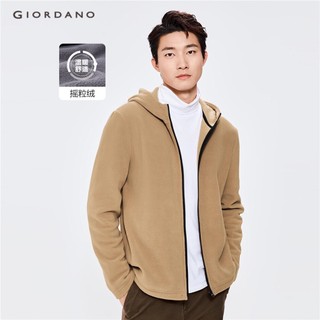 Áo khoác giordano 13072814 vải lông cừu có mũ trùm màu trơn thời trang cho nam