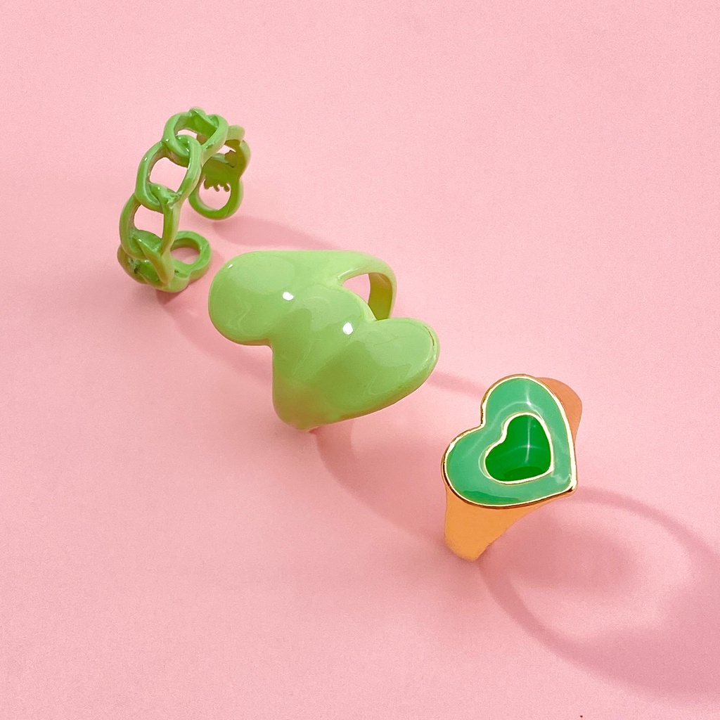 Cod Qipin Bộ 3 Nhẫn Hở Hình Dầu Khô Có Thể Điều Chỉnh Kích Thước Phong Cách Retro Thời Trang Dành Cho Bạn Nữ