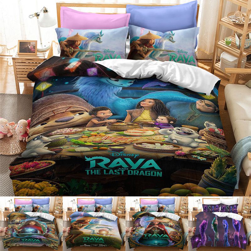 And Raya Bộ Chăn Ga Và Vỏ Gối Họa Tiết Rồng Cuối Cùng