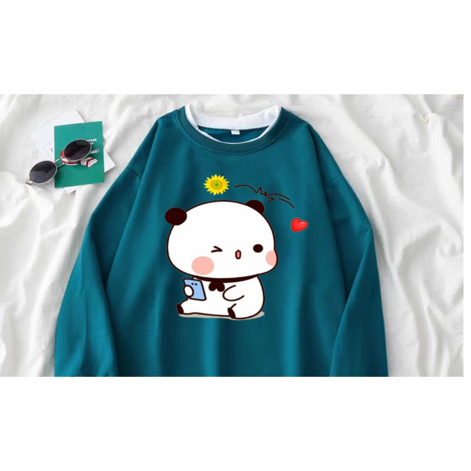 Set Áo Sweater kèm Quần Bomber Họa Tiết Hình Chú Gấu Chơi Điện Thoại Hình In 5D Sắc Nét - Chất Liệu Nỉ Cotton