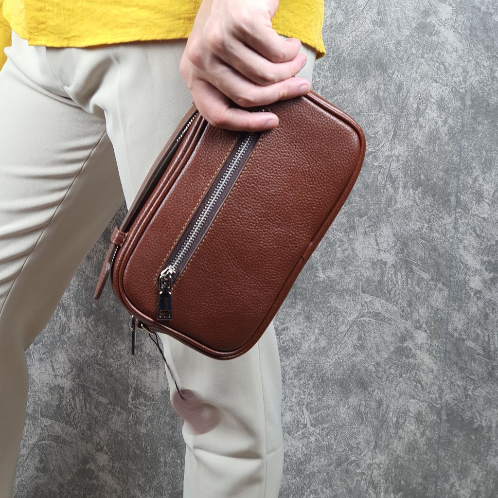 Ví cầm tay Clutch hộp kết hợp túi đeo chéo da mill