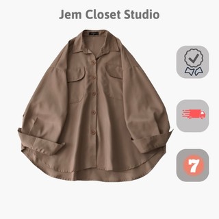 Áo sơ mi nữ form rộng diiu áo sơ mi kiểu tay bồng 2 màu basic dễ phối đồ style hàn quốc jem closet studio 10400