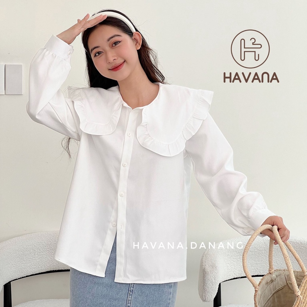 Áo sơ mi kiểu dài tay nữ, áo viền bèo chất nhung dày dặn nhiều màu AE283