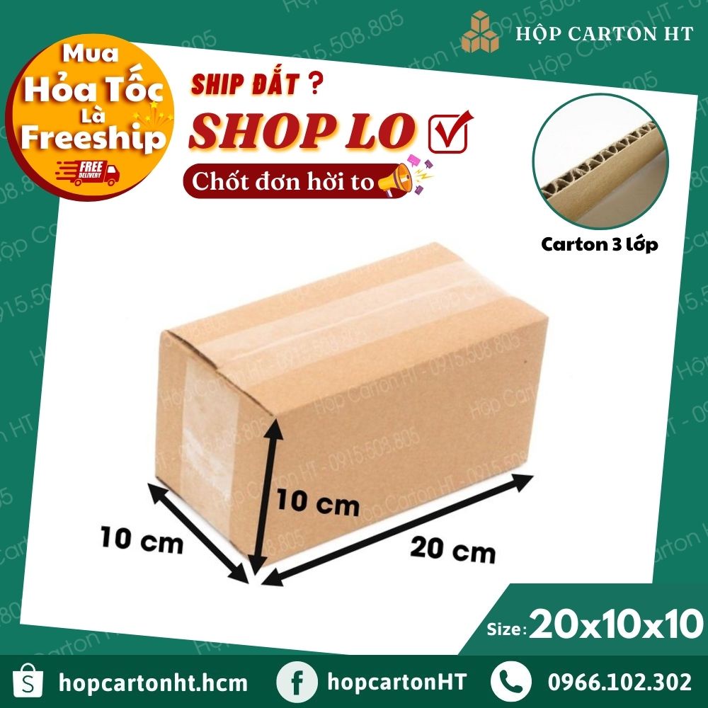 Hộp carton đóng hàng 20x10x10 size vừa đựng phụ kiện, đồ gia dụng, mỹ phẩm giá gốc tận xưởng - Hộp Carton HT