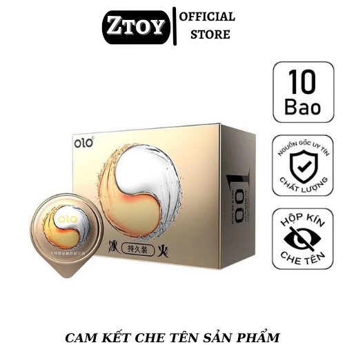 Bao Cao Su OLO 0.01mm Vàng , Siêu Mỏng Tặng Kèm Bi Kéo Dài Thời Gian - Gốc Nước - Hộp 10 Bcs + 1 viên bi