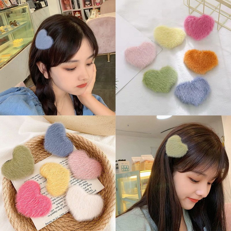 Kẹp Tóc Dạng Vuốt Phủ Lông Chống Trượt Phong Cách Hàn Quốc Dành Cho Nữ