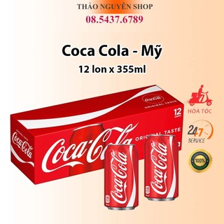 Nước ngọt coca cola mỹ 355ml x 12 lon