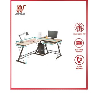 Bàn làm việc chữ L chân chéo khung sắt sơn tĩnh điện, bàn học đa năng xoay đa hướng