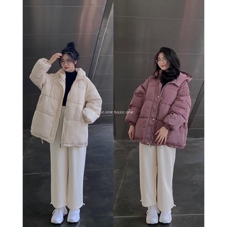 Áo Phao form oversize, Áo phao béo dáng rộng có mũ Bazic one