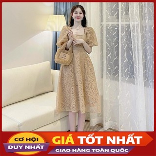 Váy Ren Thiết Kế Dáng Dài Xoè Bồng Cổ Vuông Hàng Cao Cấp V3026 - Violet