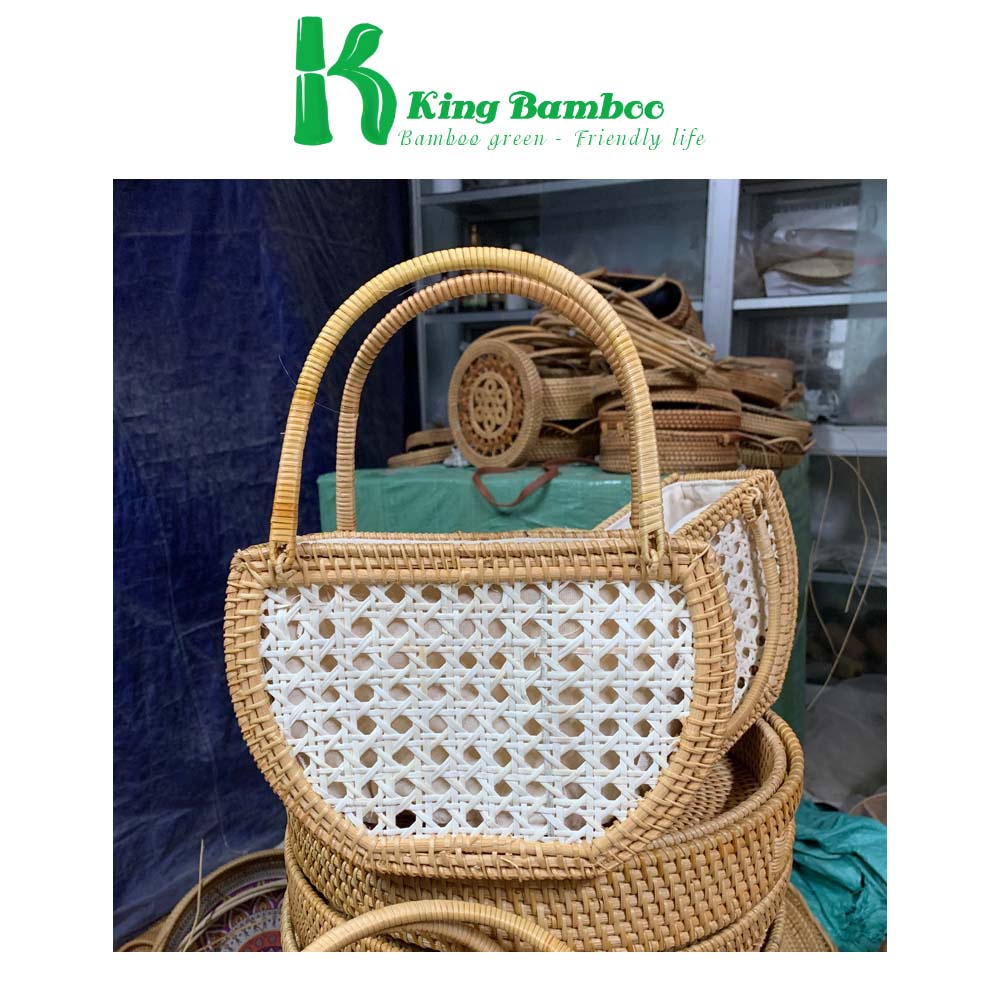 Túi mây vitage ngày tết, đi biển chụp hình cực xinh, mây tre đan KING BAMBOO