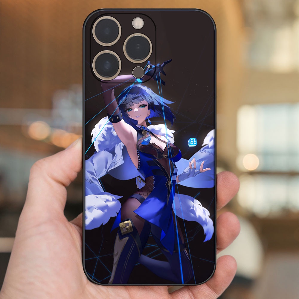Ốp lưng iPhone 14 Pro dẻo đen cạnh vuông in hình Yelan Genshin Impact