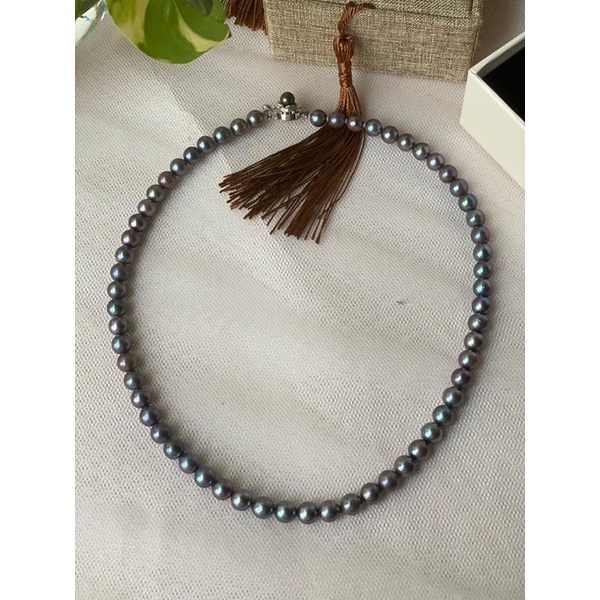 Chuỗi cổ màu đen khóa bạc 925 size 8ly