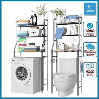 Kệ bồn cầu, kệ máy giặt inox 304 đa năng không khoan vá không đục tường