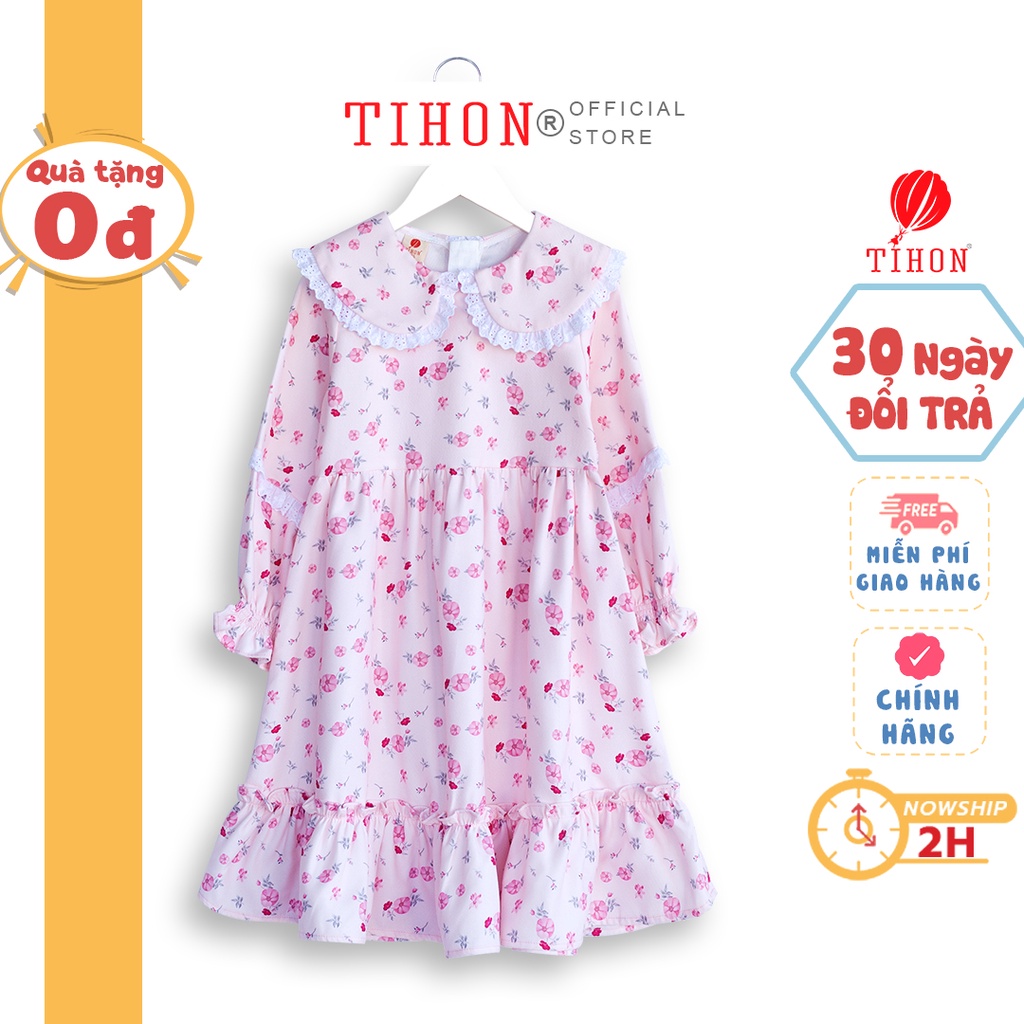 Váy cho bé gái TIHON hai màu họa tiết hoa nhí xinh xắn, dễ thương VD0750276