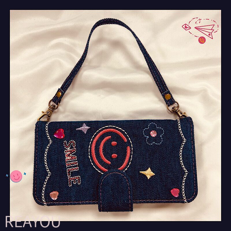 Ốp Điện Thoại Vải Denim Thêu Họa Tiết Cho iphone 13 pro max 12 11 xs xr 14plus