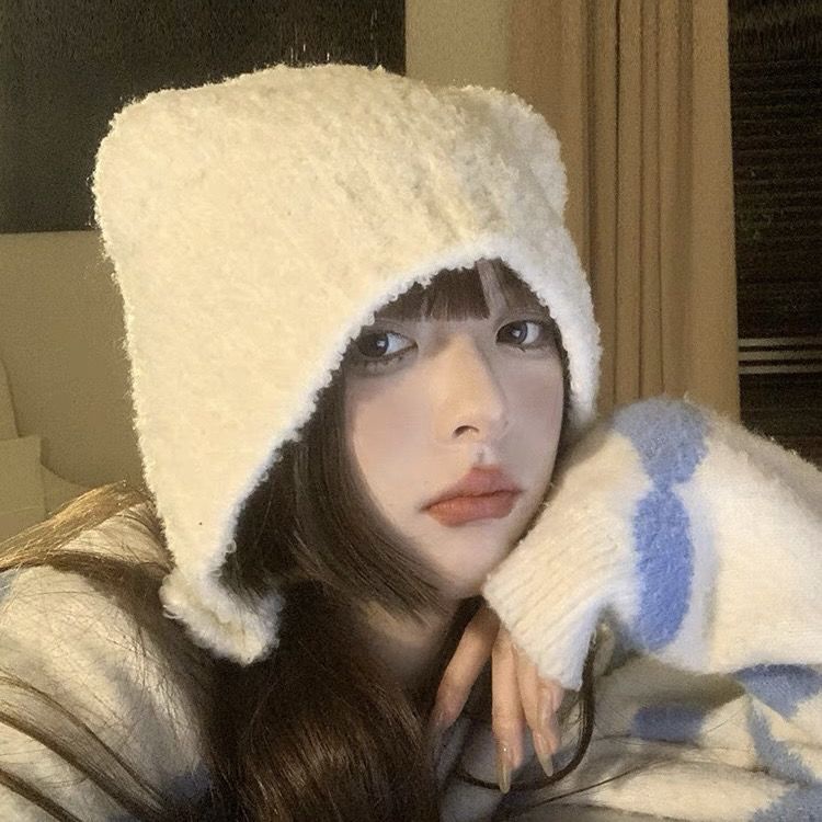 Mũ Len Dệt Kim Giữ Ấm Tai Gấu Xám Dễ Thương Thời Trang Thu Đông Mới 2022 Dành Cho Bạn Nữ