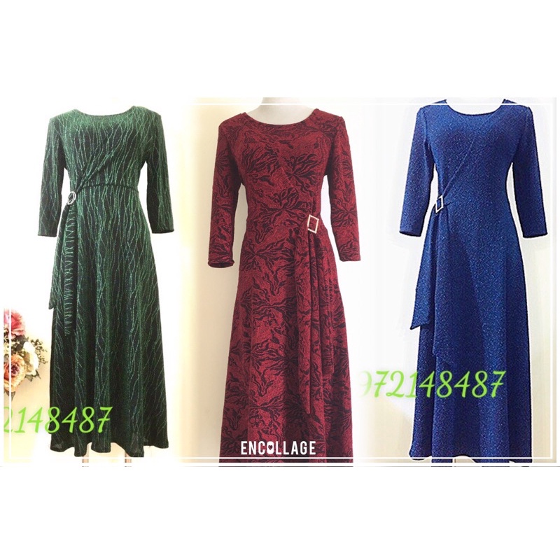 Đầm dự tiệc trung niên kiểu vạt chéo nơ tự chỉnh eo che khuyết điểm làm quà tặng mẹ