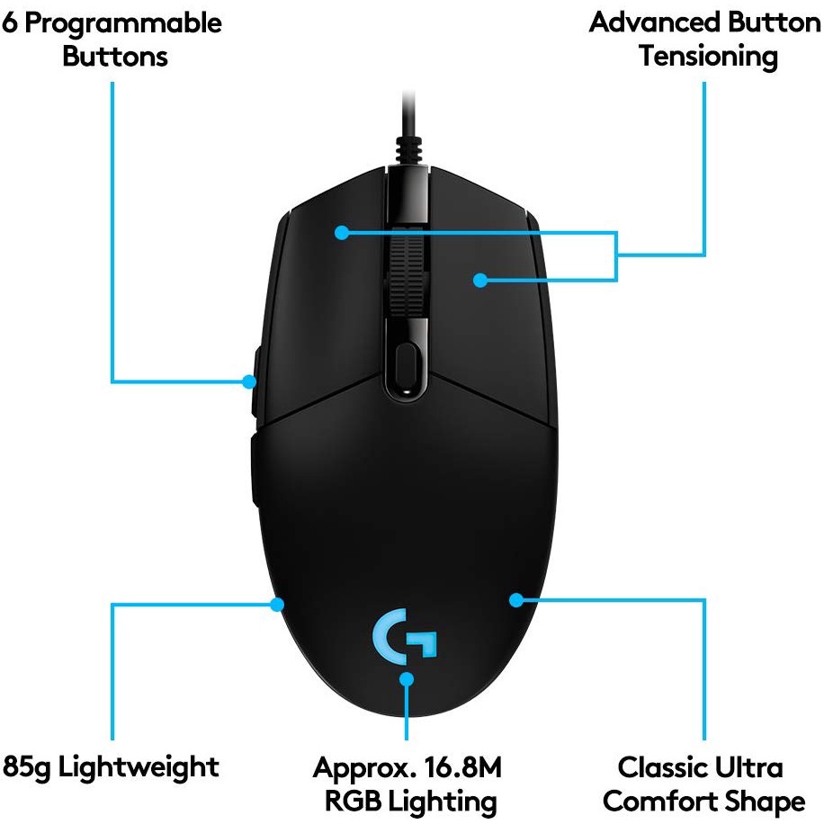 Chuột Gaming Logitech G102 Có Dây, 6 NúT Lập TrìNh