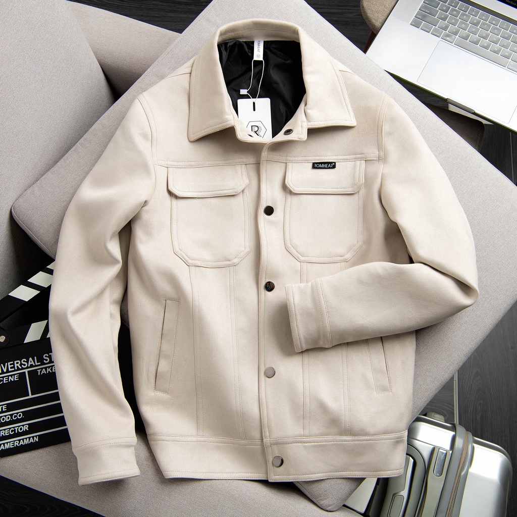 Áo khoác nam da lộn, áo khoác nam đẹp mẫu cúc phong cách Hàn Quốc