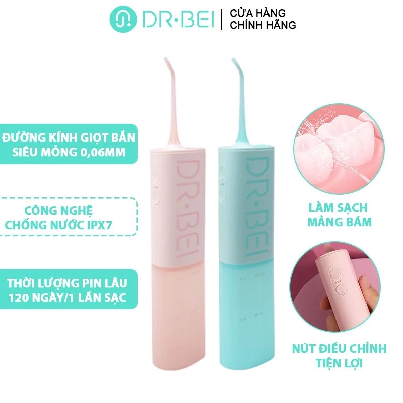 Máy Tăm Nước Cầm Tay Làm Sạch Răng Miệng, Mảng Bám DR.BEI Portable Water Flosser F2