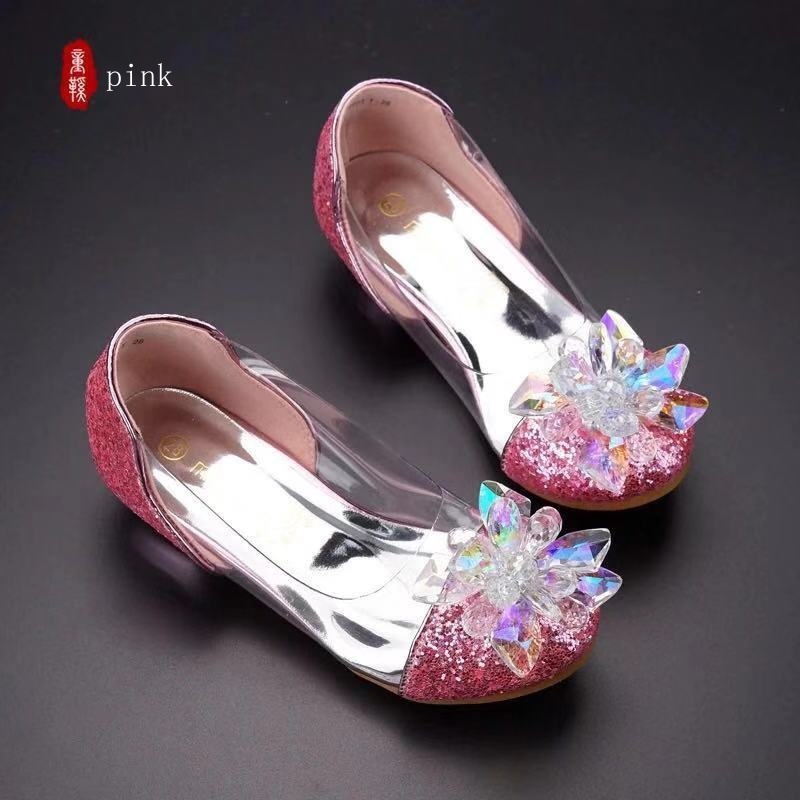 Giày Cao Gót Công Chúa Lọ Lem Đính Đá Pha Lê Cho Bé Gái